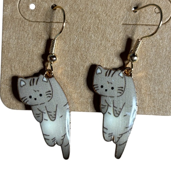 Colorful Cat Dangle Earrings NWOT - Picture 6 of 8